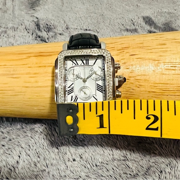 Affinity Diamond Chronograph Watch Diamond Accented Bezel Black Leather Band main image 4